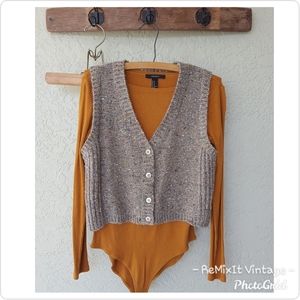 Vintage Knit Sweater Vest Gray Size M